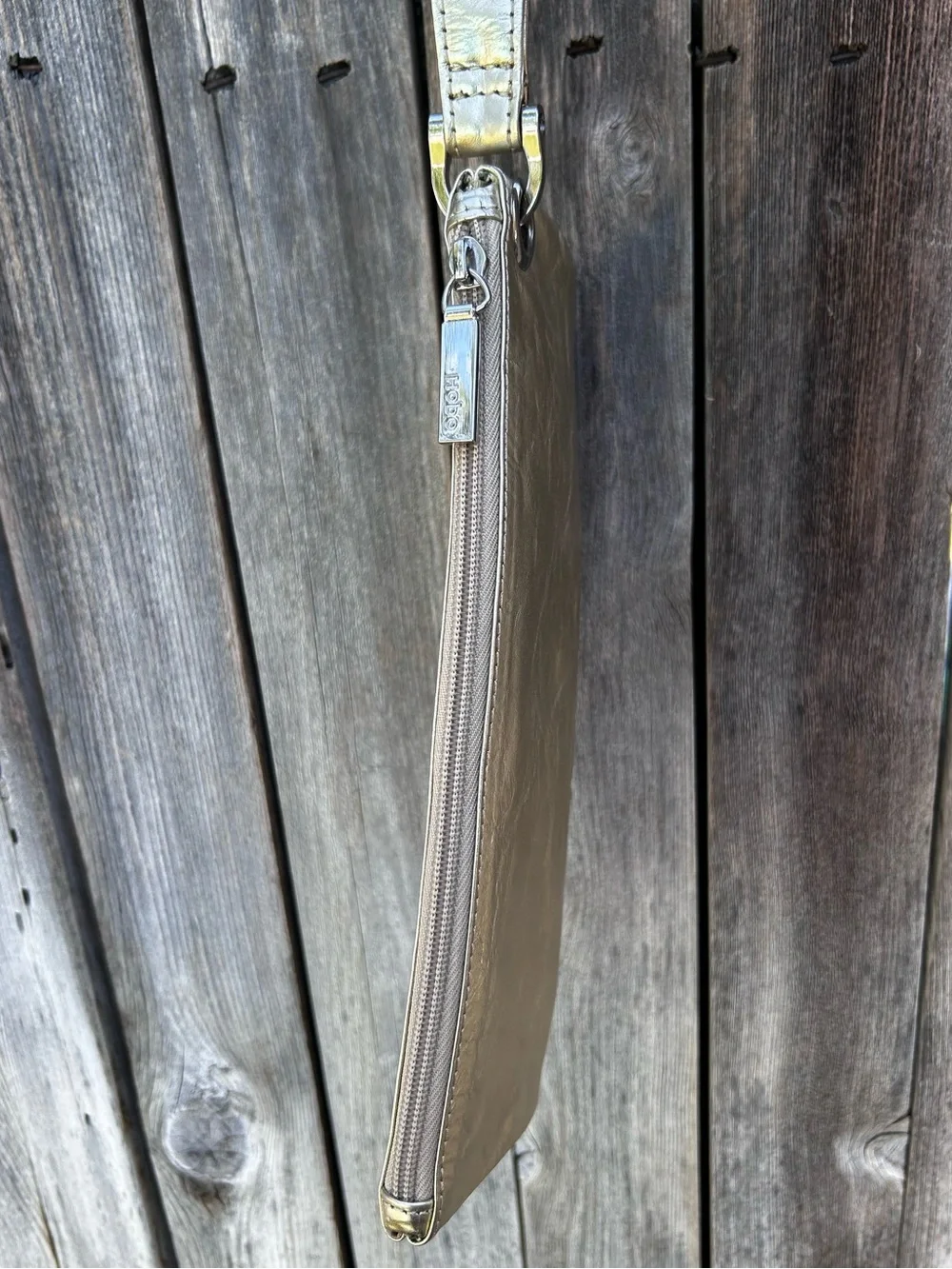 Hobo International Vida Metallic Gold Leather Wristlet Wallet Clutch